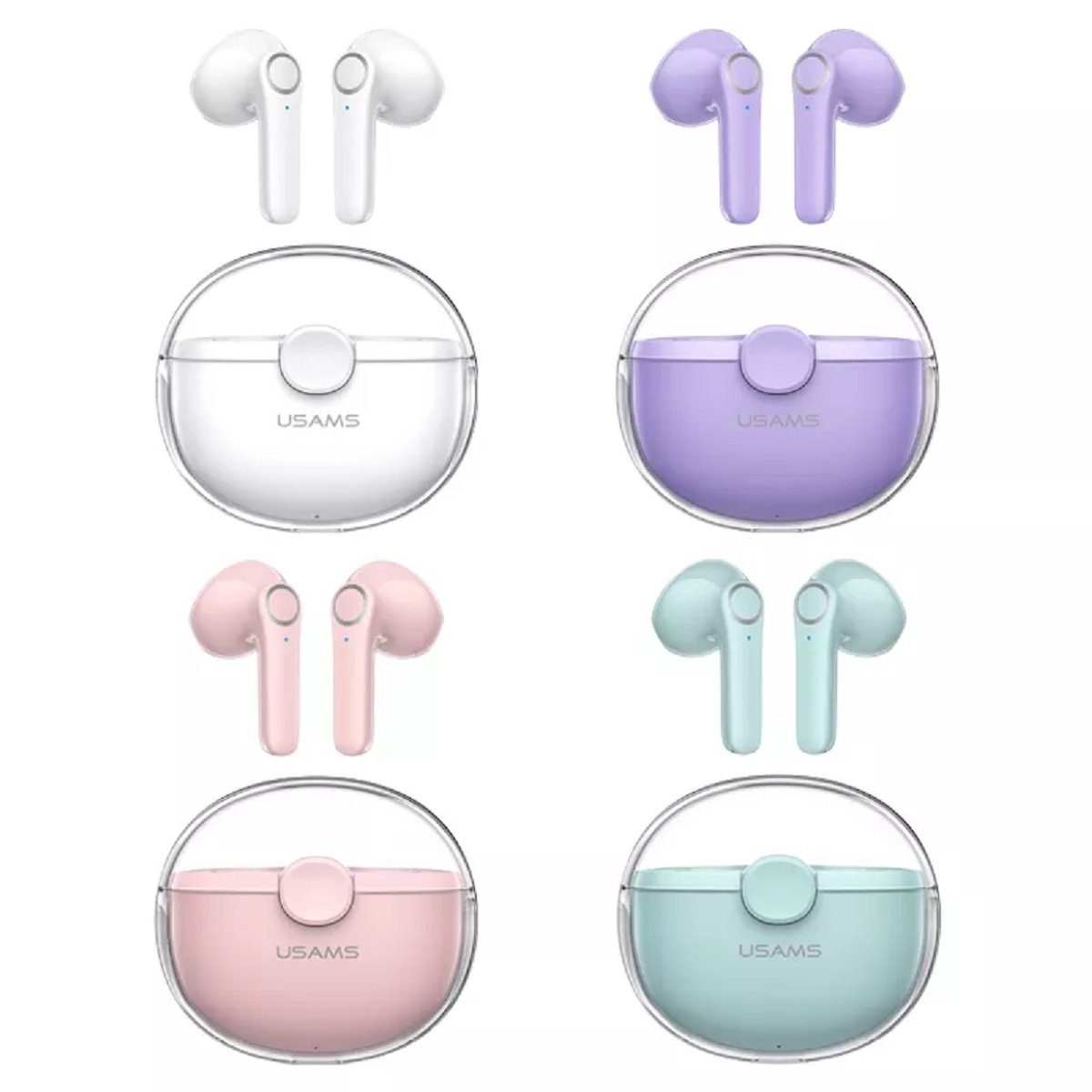Bluetooth-Kopfhörer Ohrhörer Ladebox Samsung, 5.1 LG Smartphome, usw) In-Ear mit TWS Control, 5.1, (Bluetooth BU12 BT Touch Lila USAMS Mikrofon für Bluetooth, Kabellos Huawei, Apple,