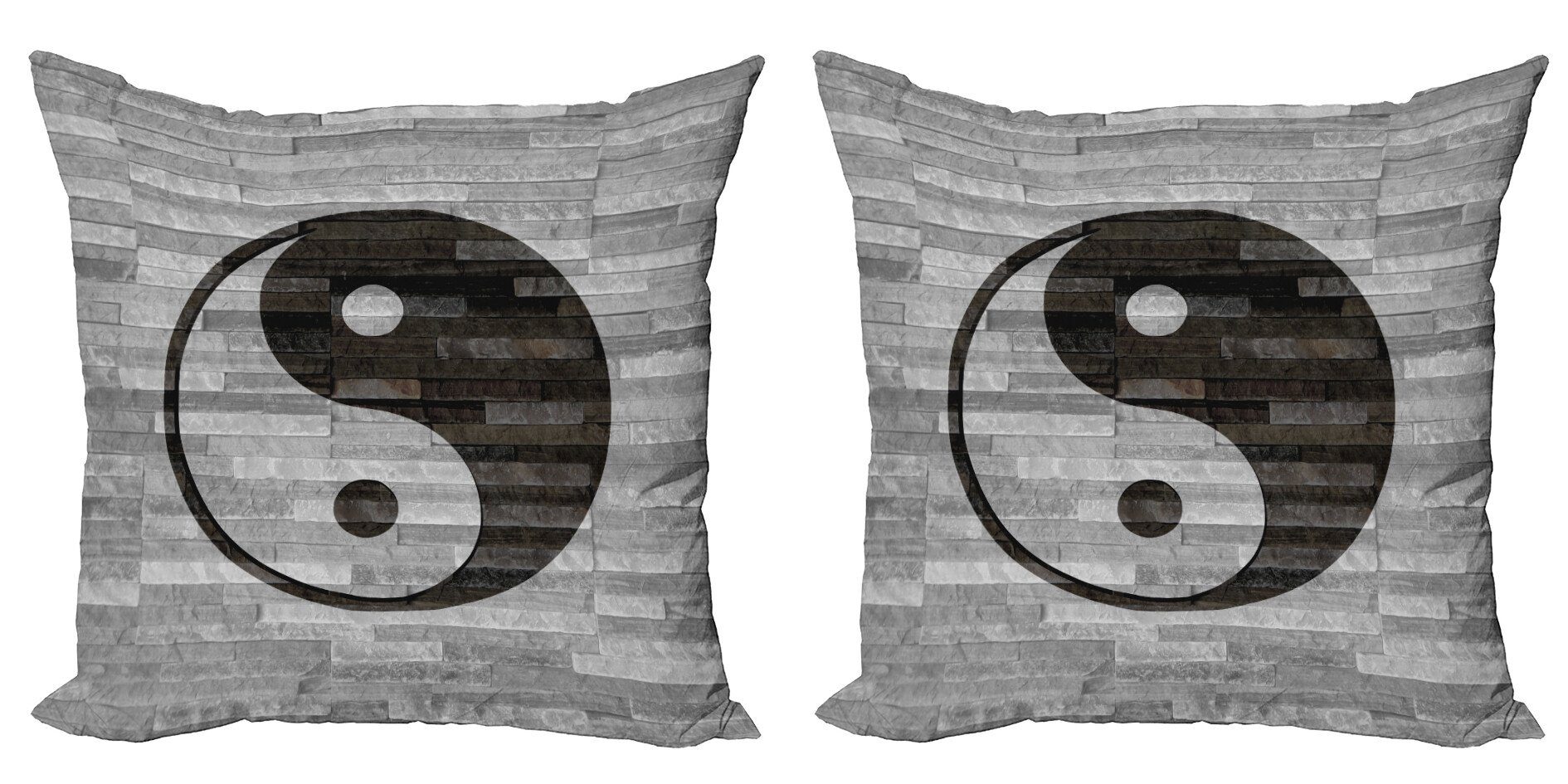 Kissenbezüge Modern Accent Doppelseitiger Digitaldruck, Abakuhaus (2 Stück), Ying Yang Rustikal Modern Style