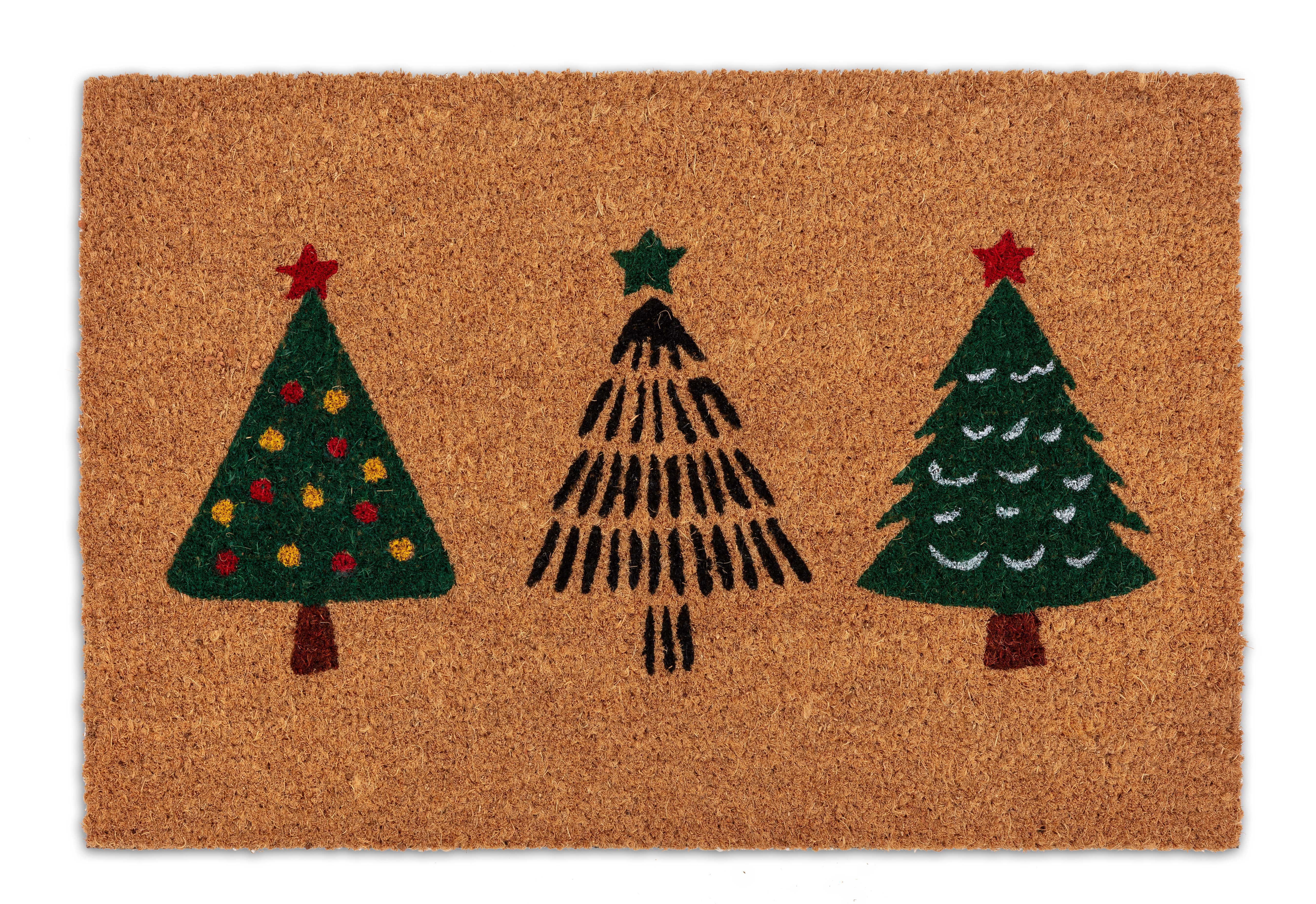 ASTRA Fußmatte Kokosvelours Tannenbäume 40x60, rechteckig, Höhe: 1,4 mm, Kokos, Natürliches Material, Tannenbaum, Weihnachten