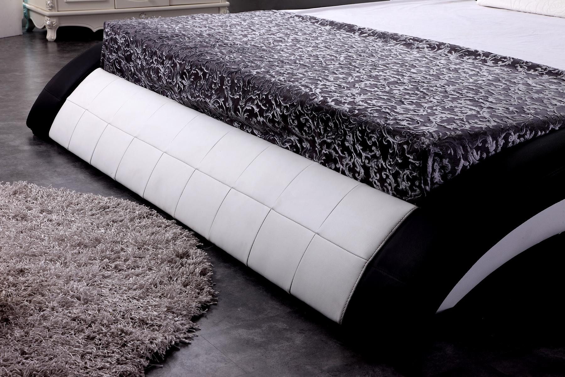JVmoebel Bett Doppelbett aus Lederfaserstoff und echtem Leder in Weiß (1-tlg), Made in Europa