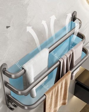 XDeer Handtuchstange Handtuchhalter Bad,Handtuchstange Ohne Bohren,Handtuchhalter, Wandmontage,Badetuchhalter mit 2 Haken,Handtuchhalter für Bad Küche
