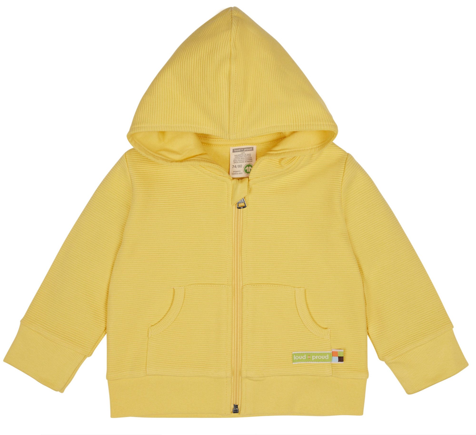loud + proud Kapuzensweatjacke mit Rippenstruktur Bio Baumwolle