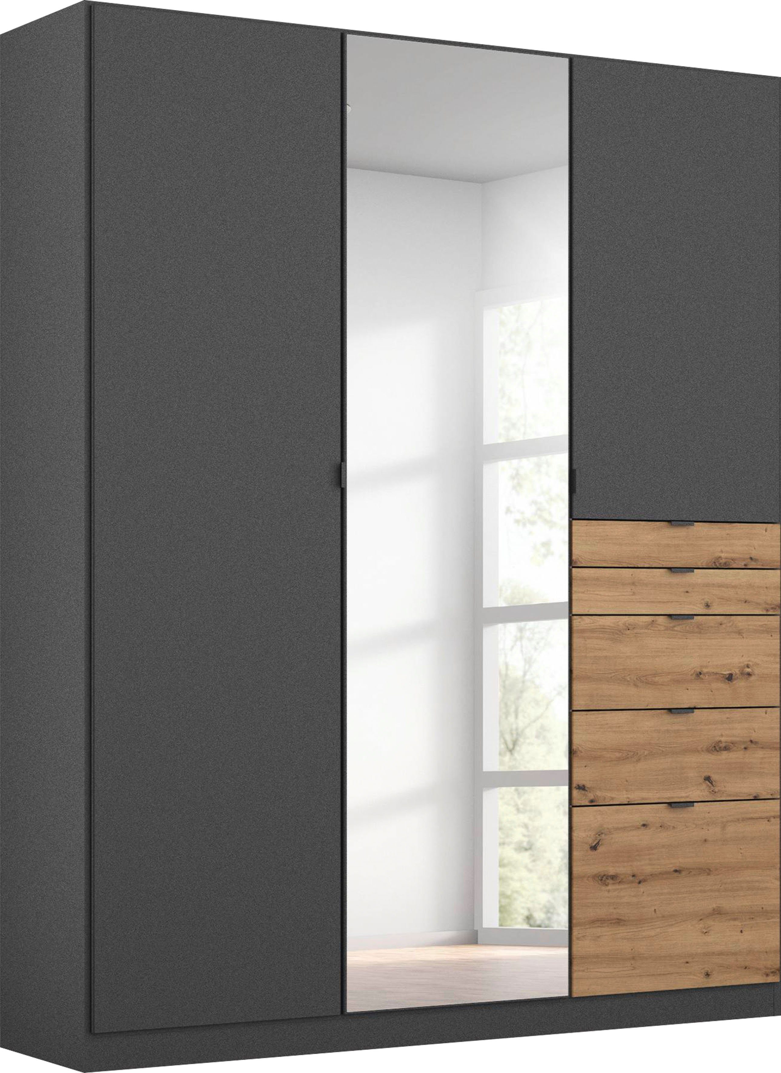 rauch Drehtürenschrank Kleiderschrank Schrank Garderobe Wäscheschrank Ankleide ONTARIO (Breiten 136/181 cm) mit 5 Schubladen in unterschiedlichen Größen MADE IN GERMANY
