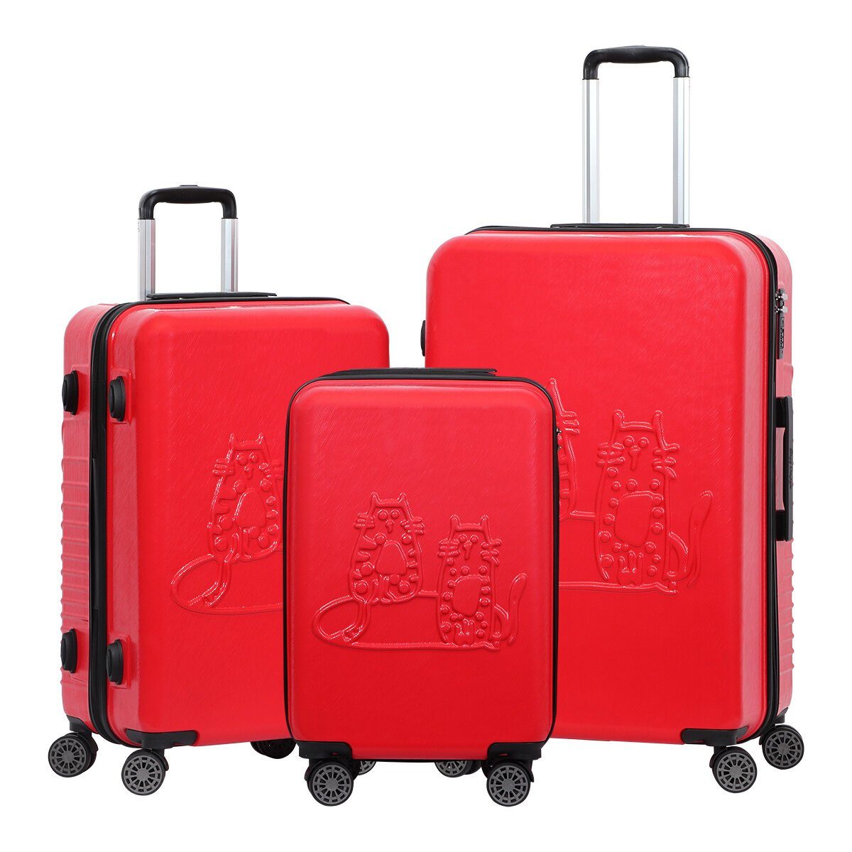 BIGGDESIGN Koffer Biggdesign Cats Koffer Set Kofferset 3 teilig Hartschale Rot