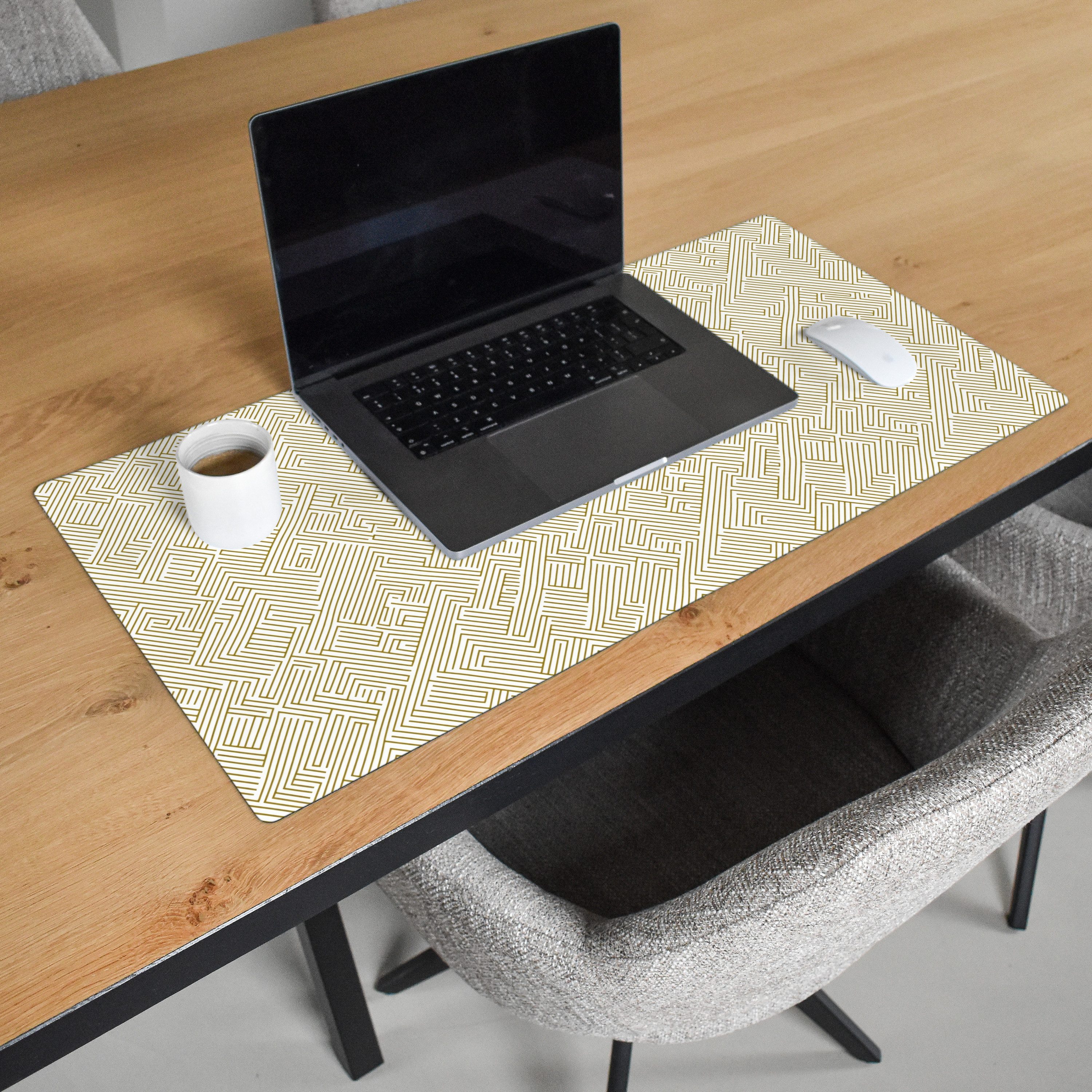 MuchoWow Gaming Mauspad Geometrisch - Linien - Grün (1-St), Gaming Mauspad XXL, Schreibtischunterlage, Desk Mat Groß, 80x40 cm