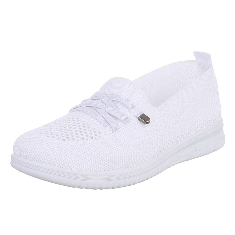 Ital-Design Bequeme Damenschuhe mit atmungsaktivem Mesh-Design Slipper (91554367) Keilabsatz/Wedge Slipper in Weiß