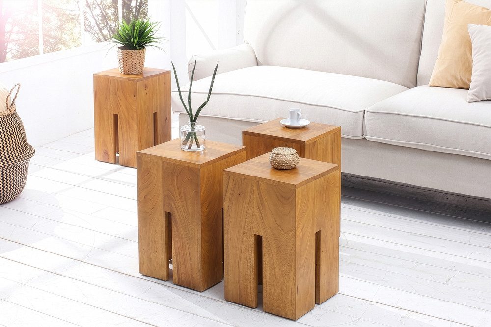 riess-ambiente Beistelltisch CASTLE 45cm braun - Mango-Massivholz, honey finish, Handgefertigt (Einzelartikel, 1-St), Kombinierbarer Couchtisch - ideal für Wohn – Bild 4 von 5