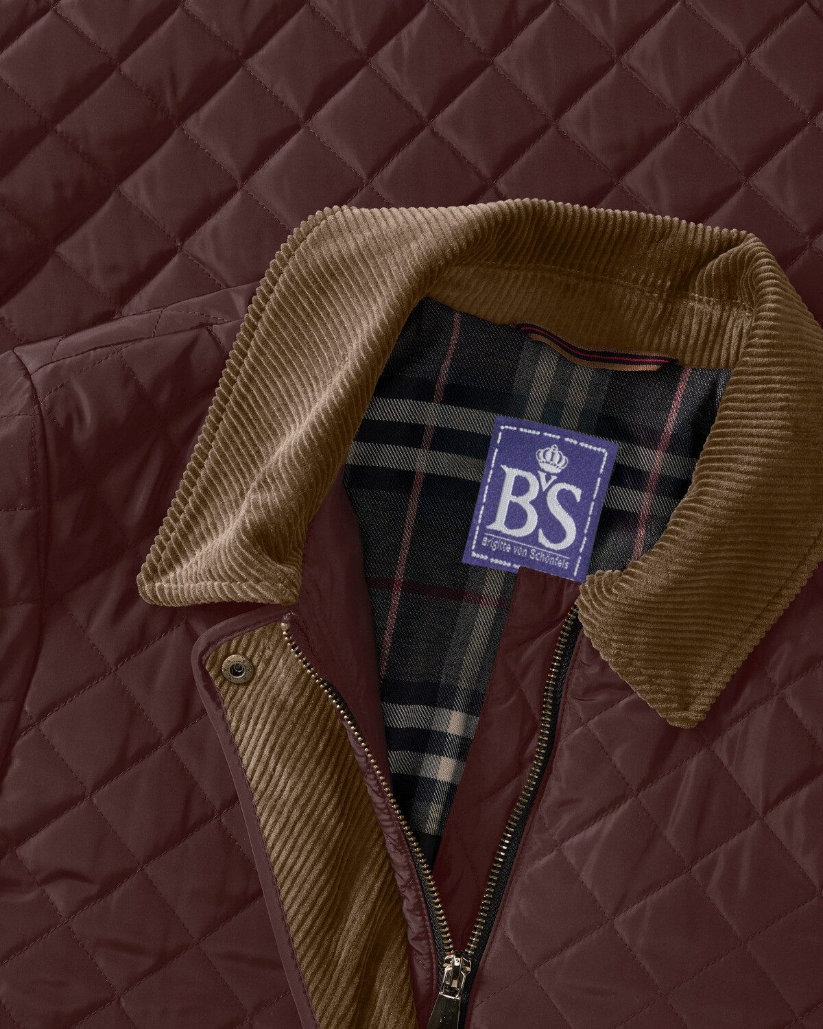Brigitte von Schönfels Steppjacke Steppmantel mit Cordkragen