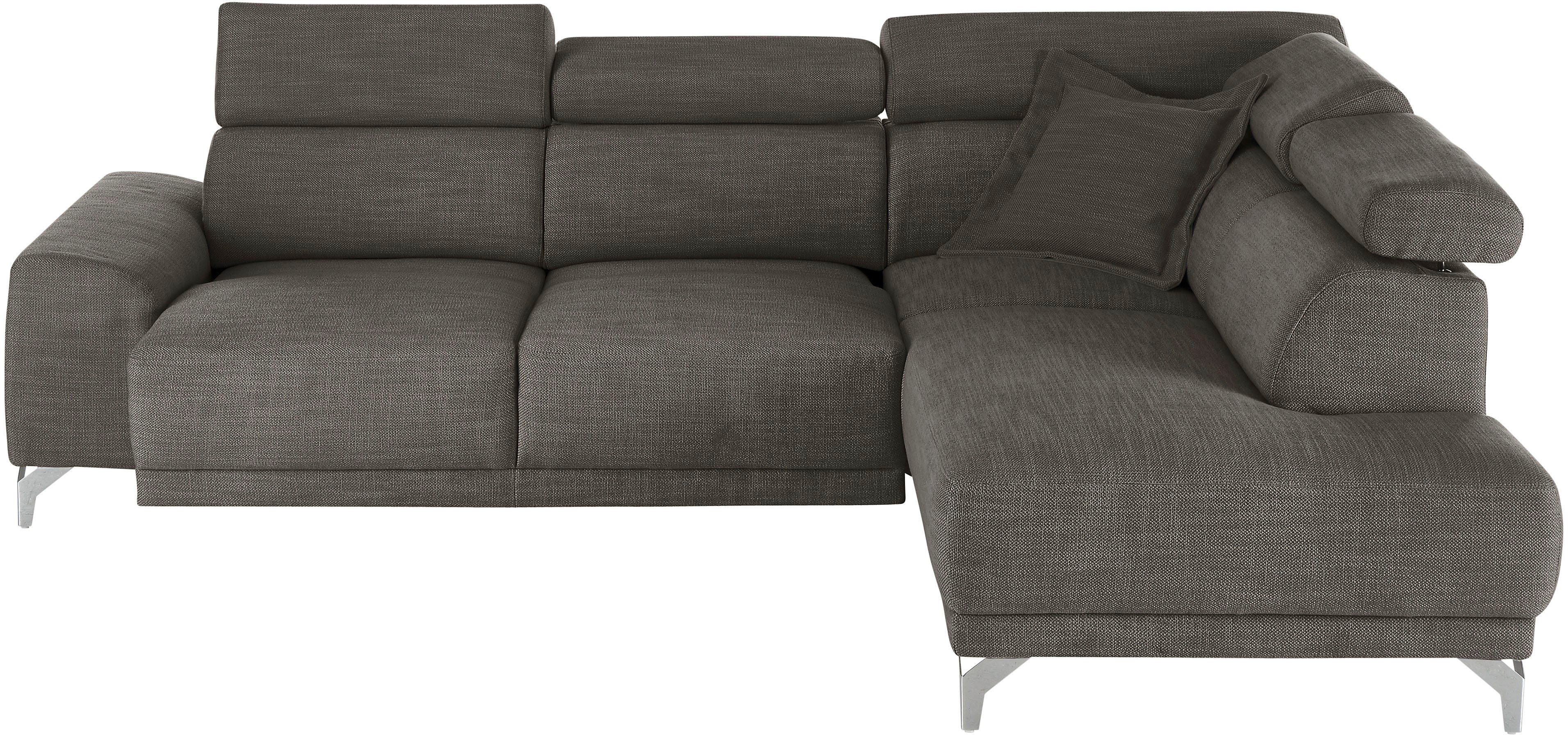 3C Candy Ecksofa Greve Sofa immer mit manuelle Kopfteilverstellungen, modern, elegant, wahlweise motorischer Sitzvorzug, bequem und zeitlos, L-Form