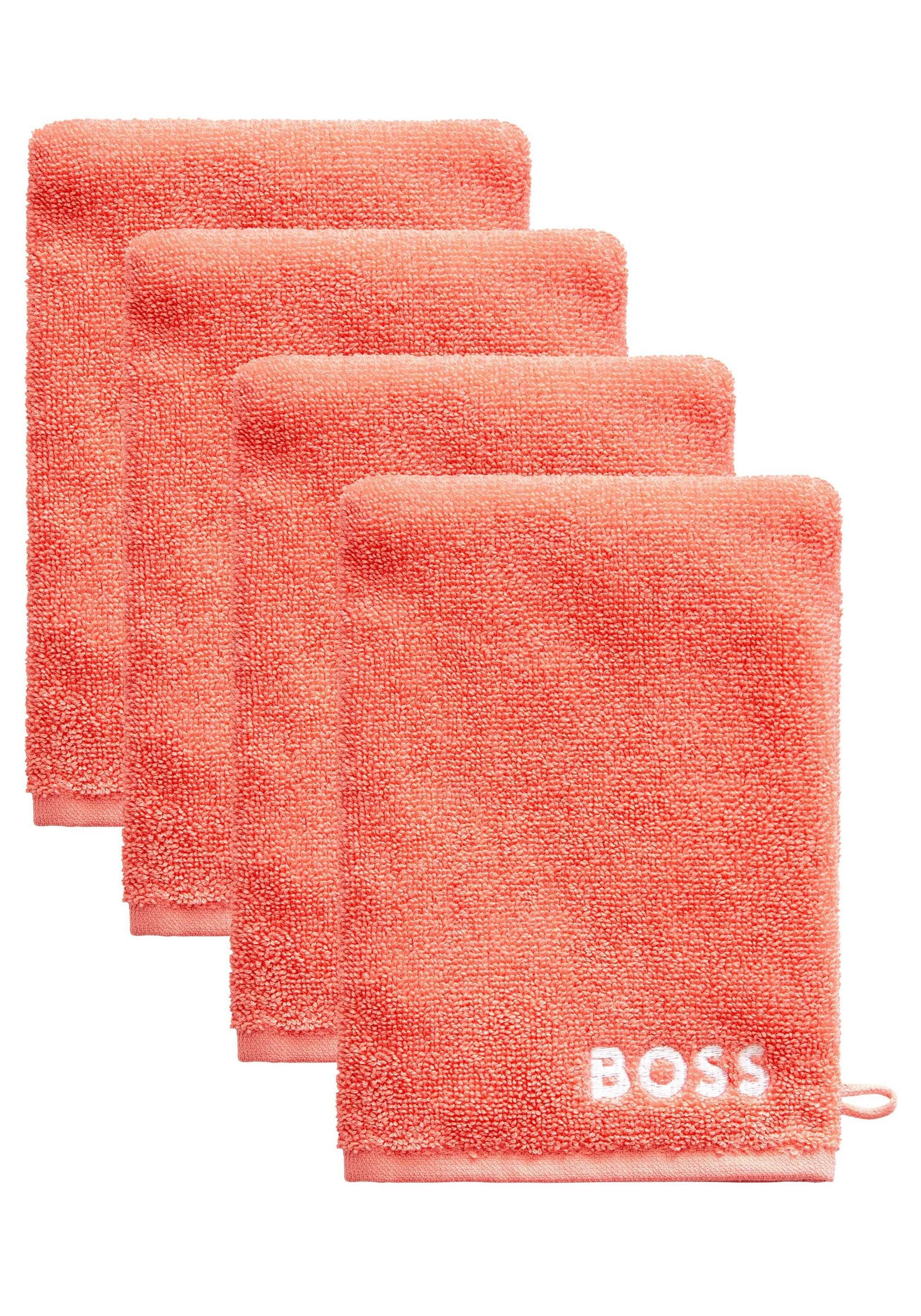 Hugo Boss 4er-Set SORBETN mit Design Handtücher Home Waschhandschuhe, modernem