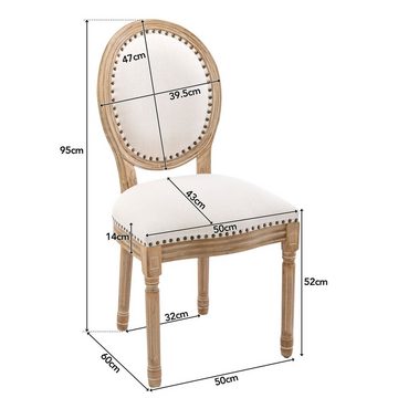 SOFTWEARY Polsterstuhl mit Rückenlehne (2 St), Esszimmerstuhl, Wohnzimmerstuhl, Leinen