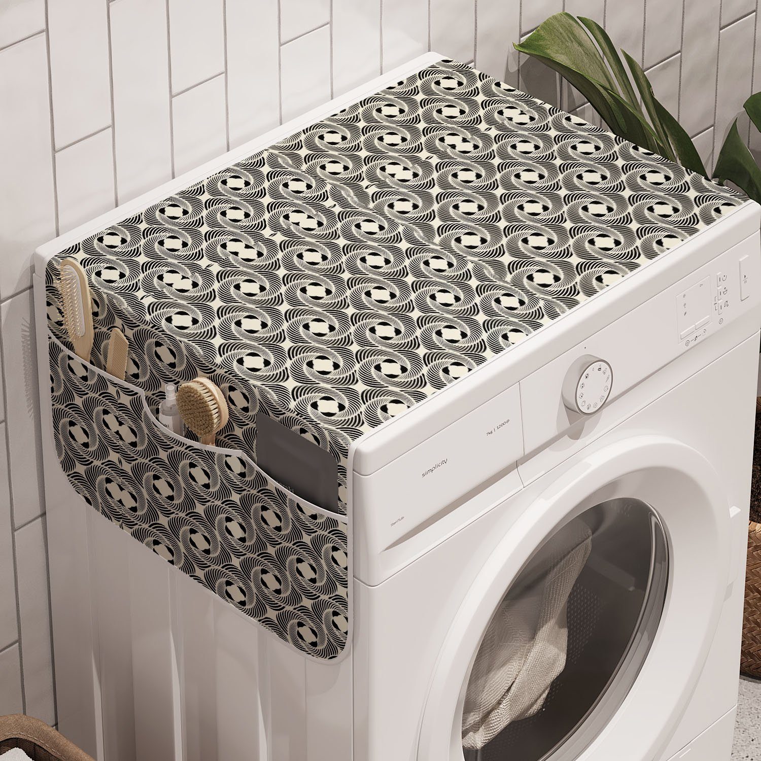 und Badorganizer Waschmaschine Anti-Rutsch-Stoffabdeckung Abstrakt Abakuhaus für Trockner, Wirbels-Blumen-Muster