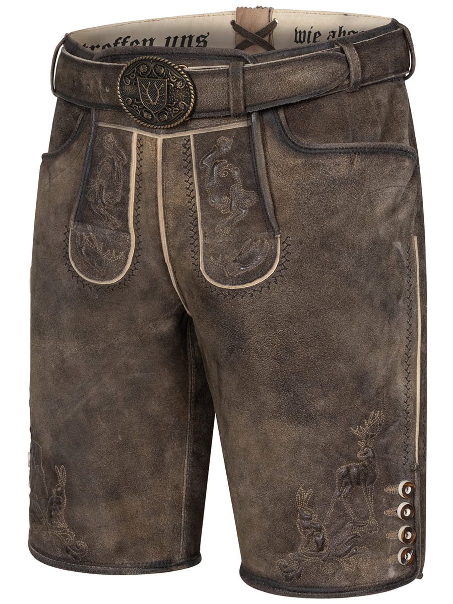 KRÜGER BUAM Trachtenlederhose Lederhose Hasenjagd mit Gürtel – Bild 4 von 4