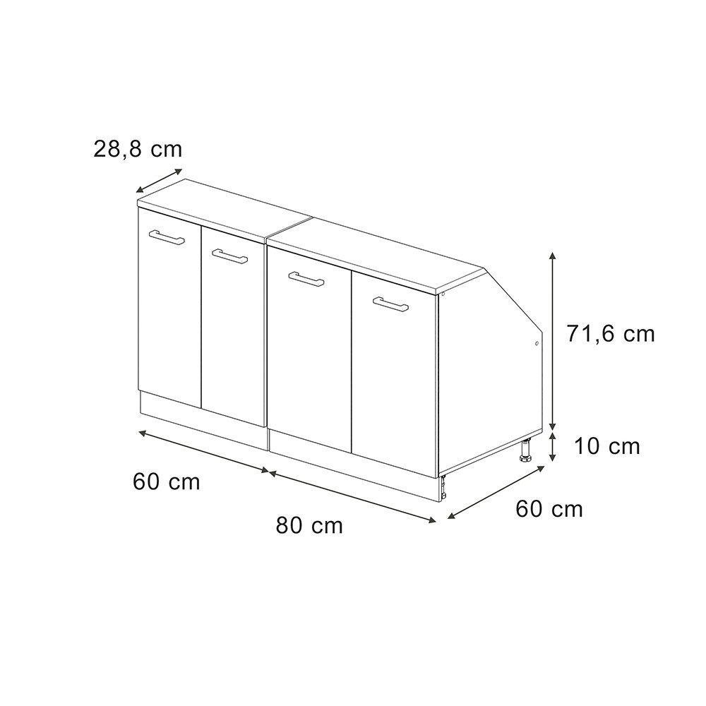 Vicco Kommode Rion, Rot Hochglanz/Anthrazit, 140 cm 2er Set Schrankkorpuss 60 cm ... (2 St)