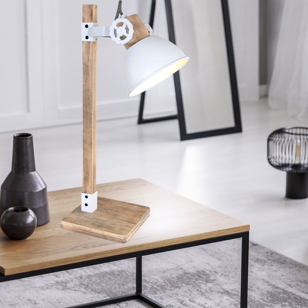 Tischleuchte, Wohn weiß inklusive, Tisch Leuchtmittel Schreib Vintage Steinhauer verstellbar nicht LIGHTING Spot Holz Leuchte