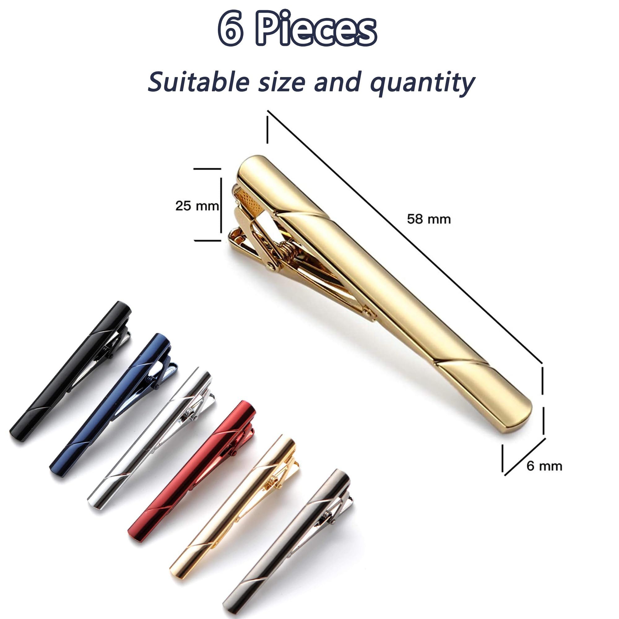 FOUORTUNATE-BEE Krawattenhalter Krawattenklammer Set 6er Herren Krawattenclip Klassisch Elegant (6 St), Krawattenklammer Herren Set für Hochzeit Business Alltag Geschenk