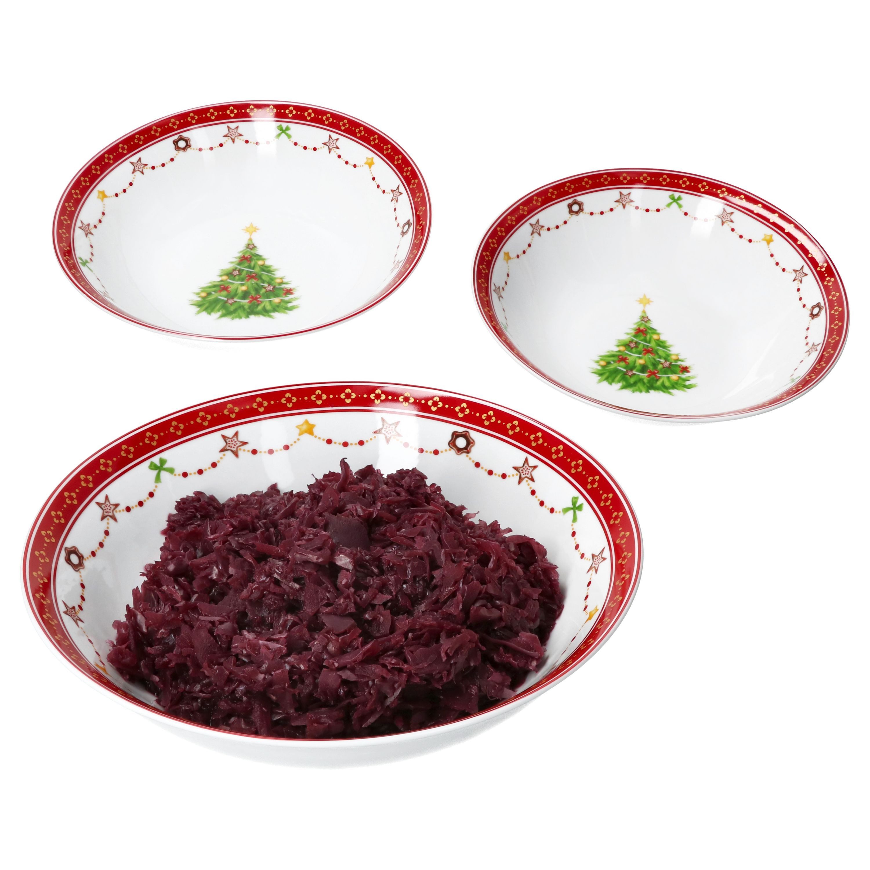 MamboCat Rührschüssel 3tlg Weihnachtstraum Servierschalen Set 650ml 1L & 1,3L Porzellan, Porzellan