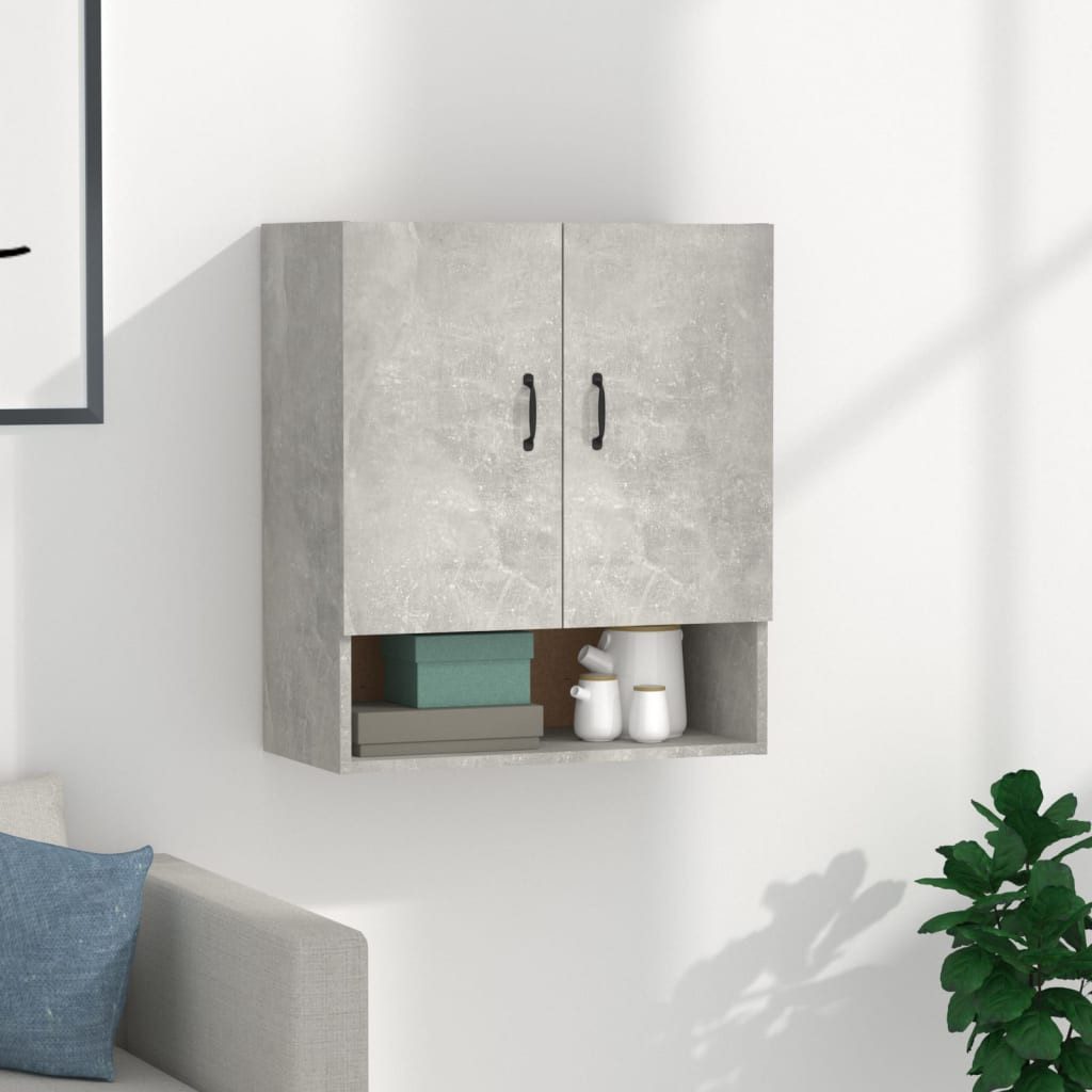 furnicato Wandhängeschrank Praktischer Hängeschrank 60 x 31 x 70 cm in Betongrau aus, 1-tlg., Wandschrank mit zwei Türen, offenem Fach und feuchtfester Oberfläche