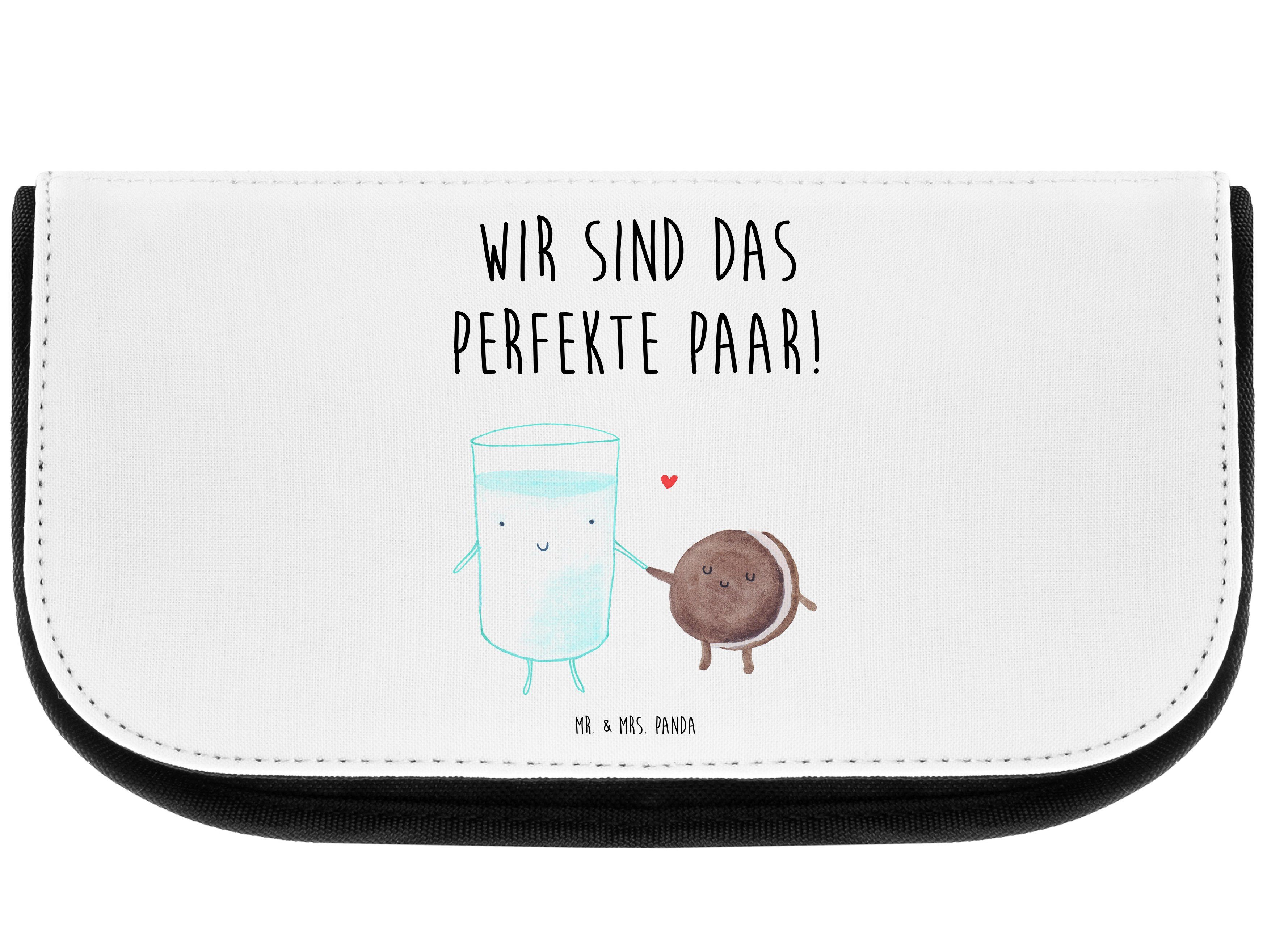 Mr. & Mrs. Panda Kosmetiktasche Milch & Keks - Weiß - Geschenk, Tiere, Kekse, Kosmetikbeutel, Motiv s (1-tlg)