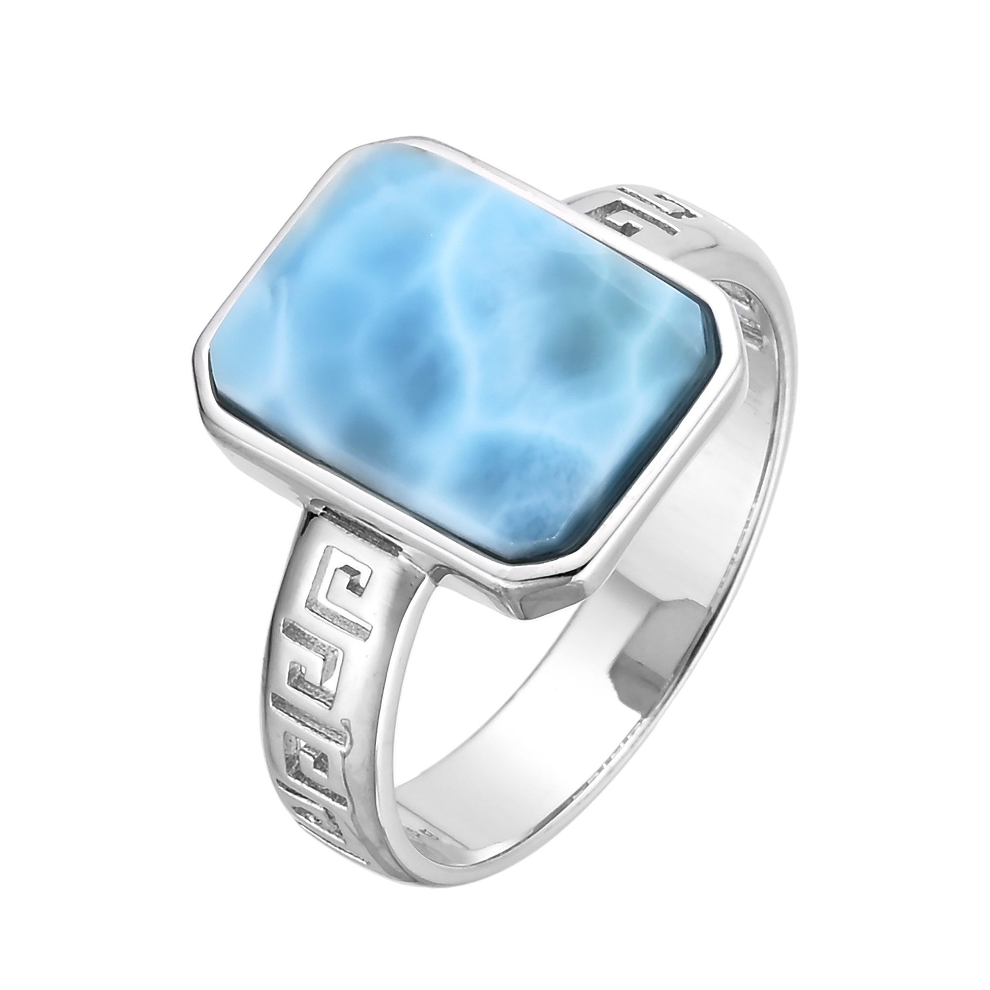 Cavill Solitärring Cavill Larimar Ring 4,925 ct Oktagon Cabochon, 925 Silber, blau (1-tlg)