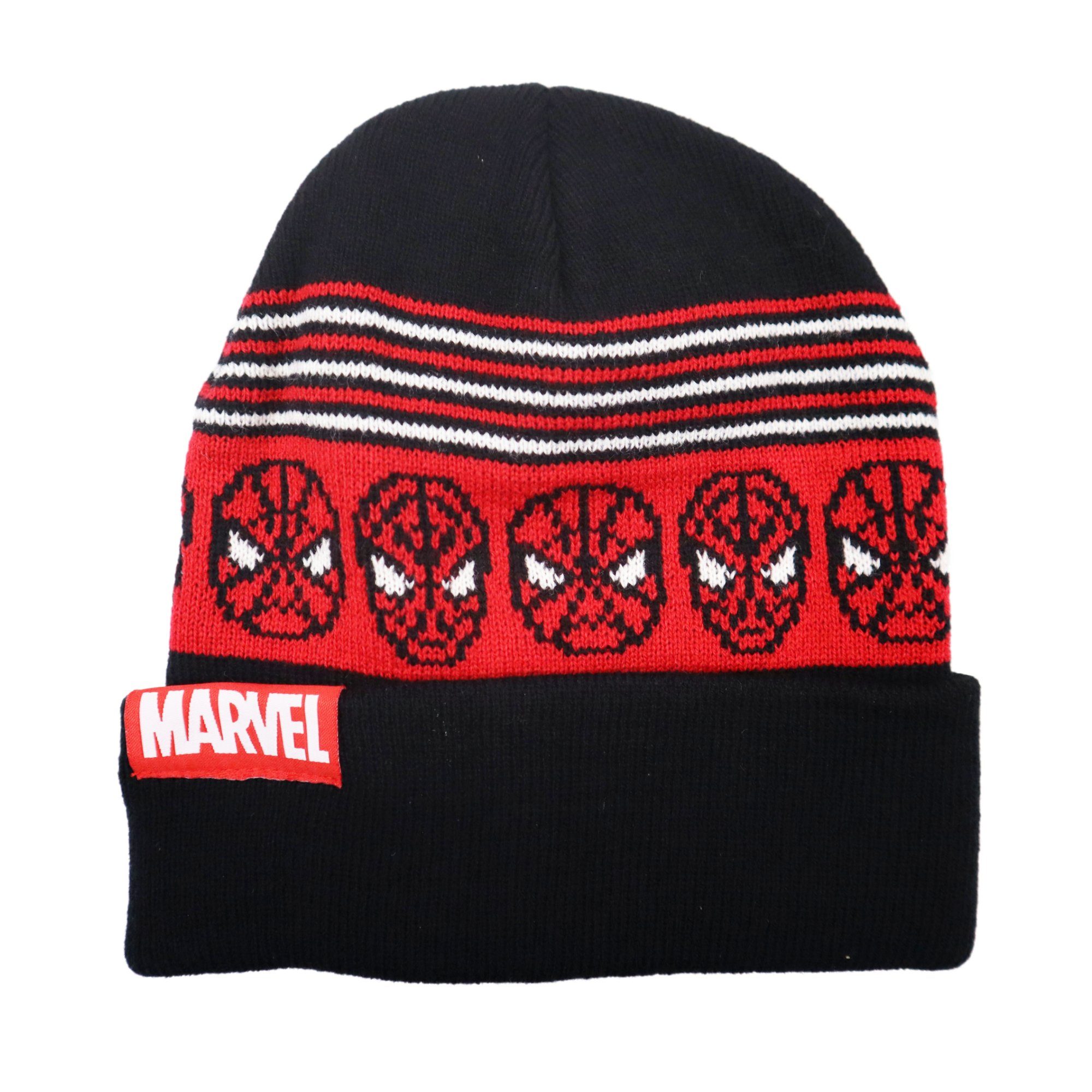 MARVEL Schlupfmütze Marvel Spiderman Jungen Wintermütze plus Handschuhe Gr. 52 bis 54