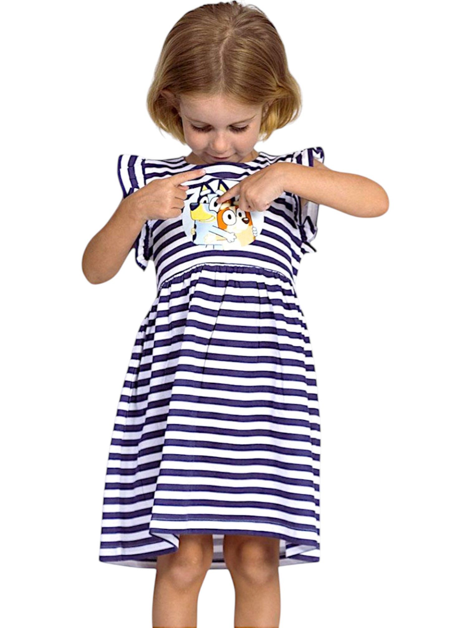 Cerdá Sommerkleid Bluey & Bingo Mädchen Jerseykleid gestreift Gr. 92-116 cm