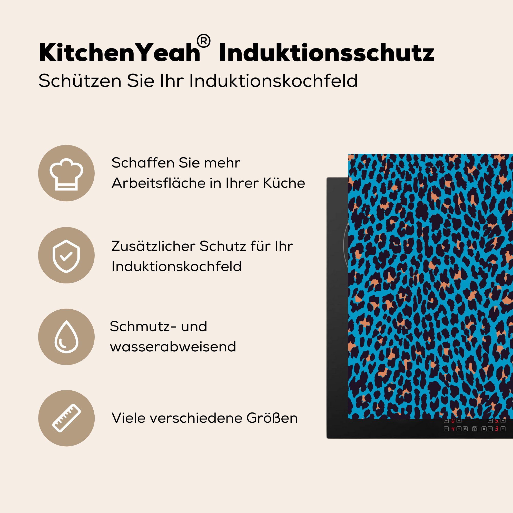 Pantherdruck Vinyl, cm, küche Herdblende-/Abdeckplatte für Arbeitsplatte Design, Tier (1 78x78 - MuchoWow tlg), - Ceranfeldabdeckung,