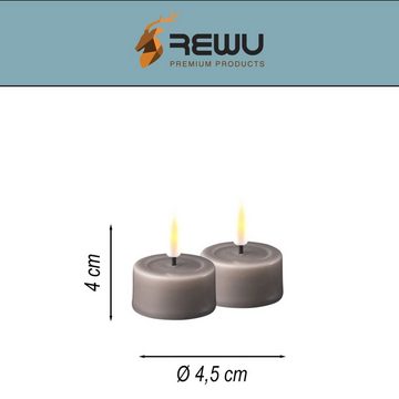 Deluxe Homeart LED-Kerze Mit Wachsspiegel und Timerfunktion (Set), Echt wirkende 3D Flamme, flackernd, Warmweißes Licht