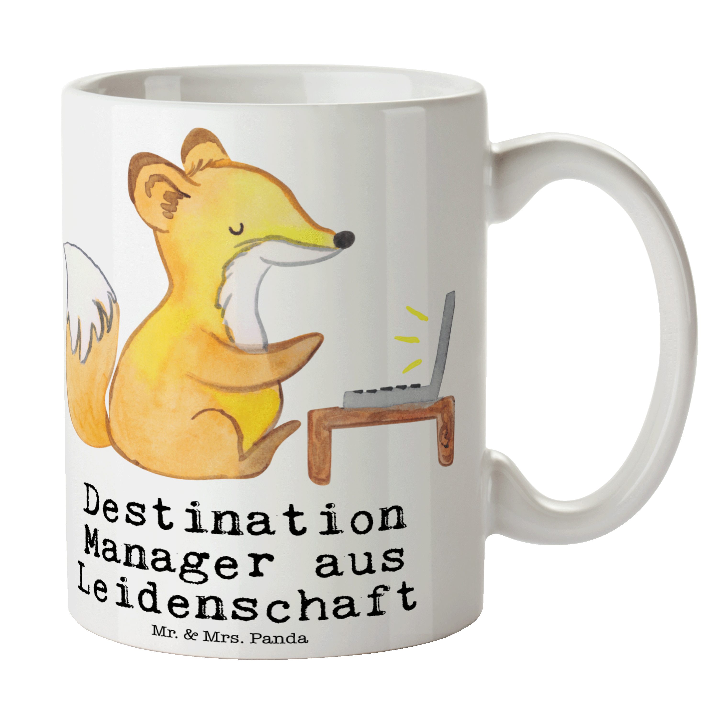 Mr. & Mrs. Panda Tasse Destination Manager aus Leidenschaft - Weiß - Geschenk, Geschenk Tass, Keramik