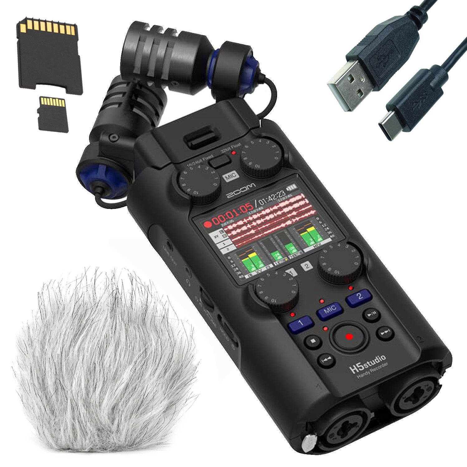 Zoom Audio Zoom Audio-Recorder H5 Studio mit Zubehör-Set Digitales Aufnahmegerät (Mobiler Audio-Rekorder mit Zubehör-Set)