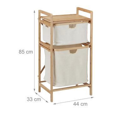 relaxdays Wäschekorb Bambus Wäschekorb Regal mit 2 Fächern