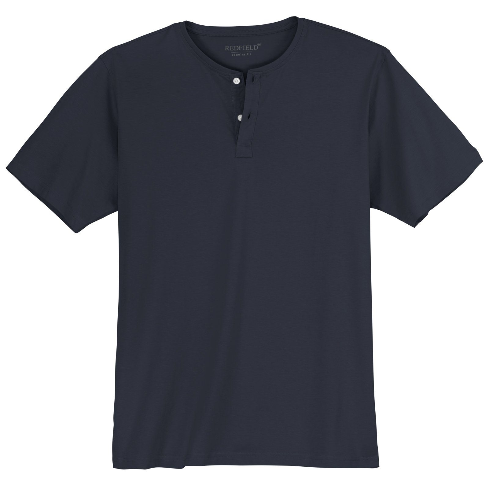 redfield Rundhalsshirt Übergrößen Serafino T-Shirt mit Knopfleiste navy Redfield
