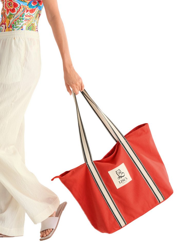 Lisca Strandtasche Tasche Portofino (Stück), reine Baumwolle, Kontrastfarbene Henkel