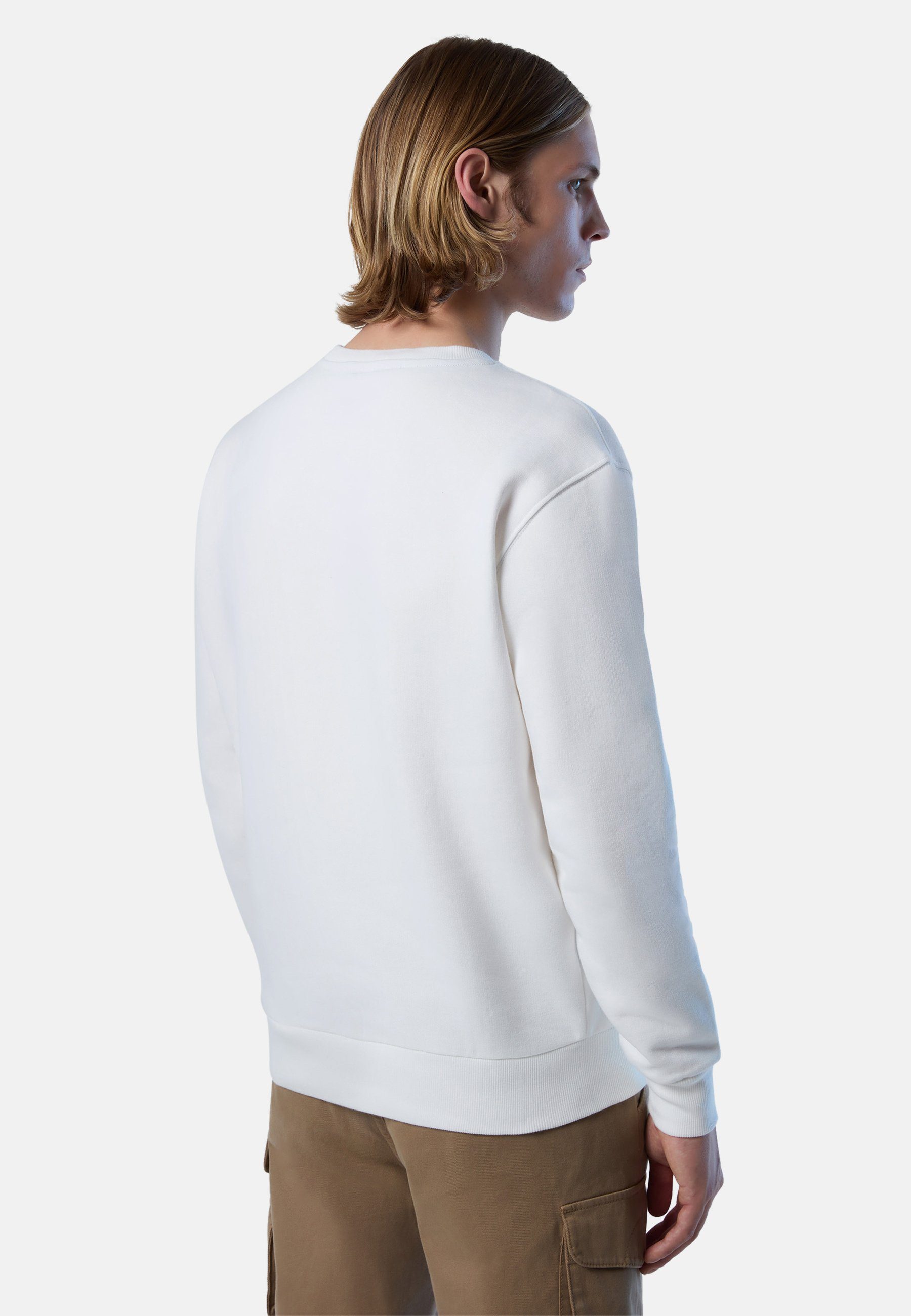 Fleecepullover mit Sails weiss Sweatshirt Logo-Druck North