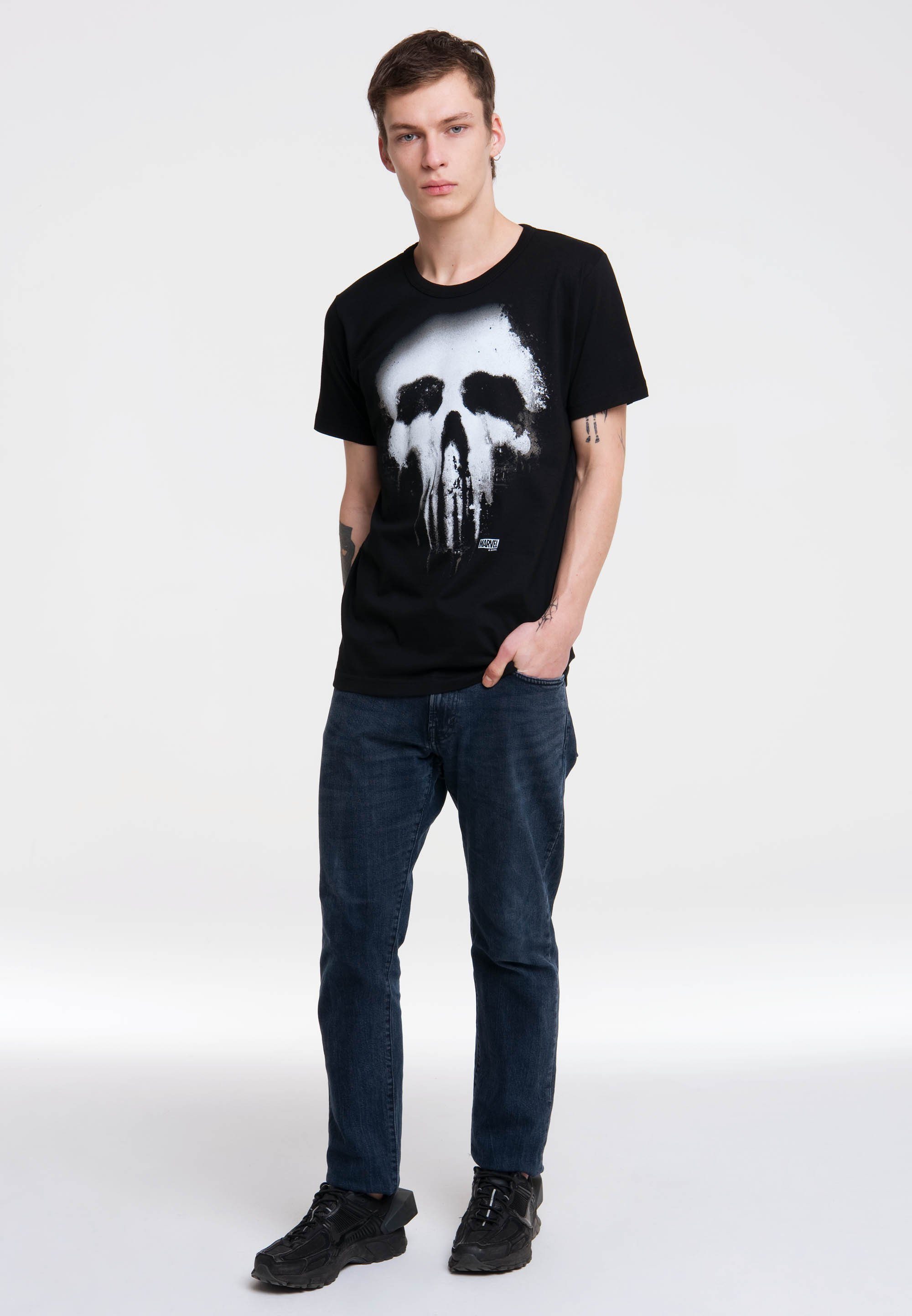 LOGOSHIRT T-Shirt Punisher Marvel mit Siebdruck lässigem