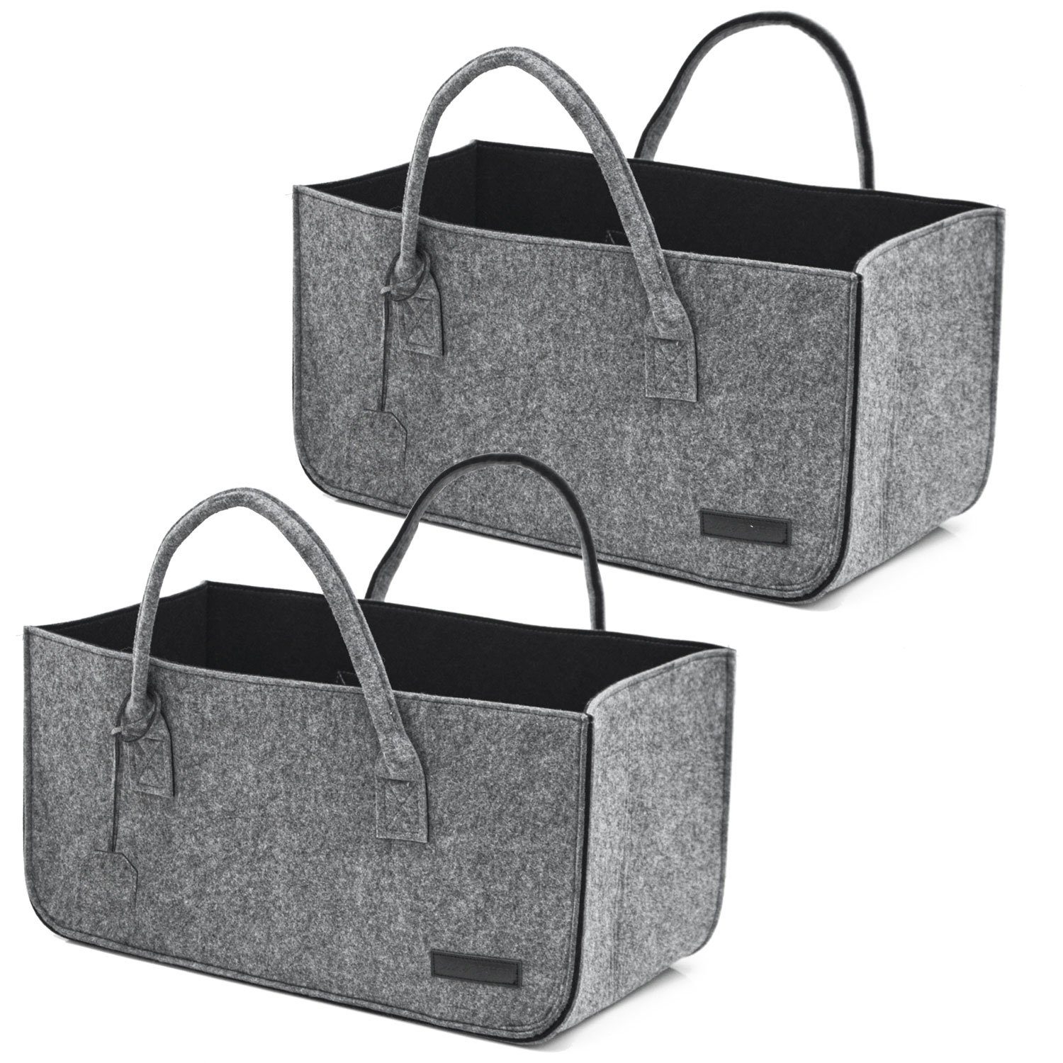 DuneDesign Einkaufskorb 2er Set Filztasche bis 25kg 50x25x25 Filz Shopper, Einkaufstasche Kaminholzkorb