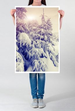 Sinus Art Poster Landschaftsfotografie 60x90cm Poster Schneebedeckte Tannen im Winter