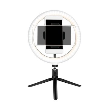 LogiLink Ringlicht 20cm LED Ringlicht-Set mit Stativ für optimale Selfies 8", lexible Ausrichtung, 10 Helligkeitsstufen, 72 LEDs, kompakt und mobil