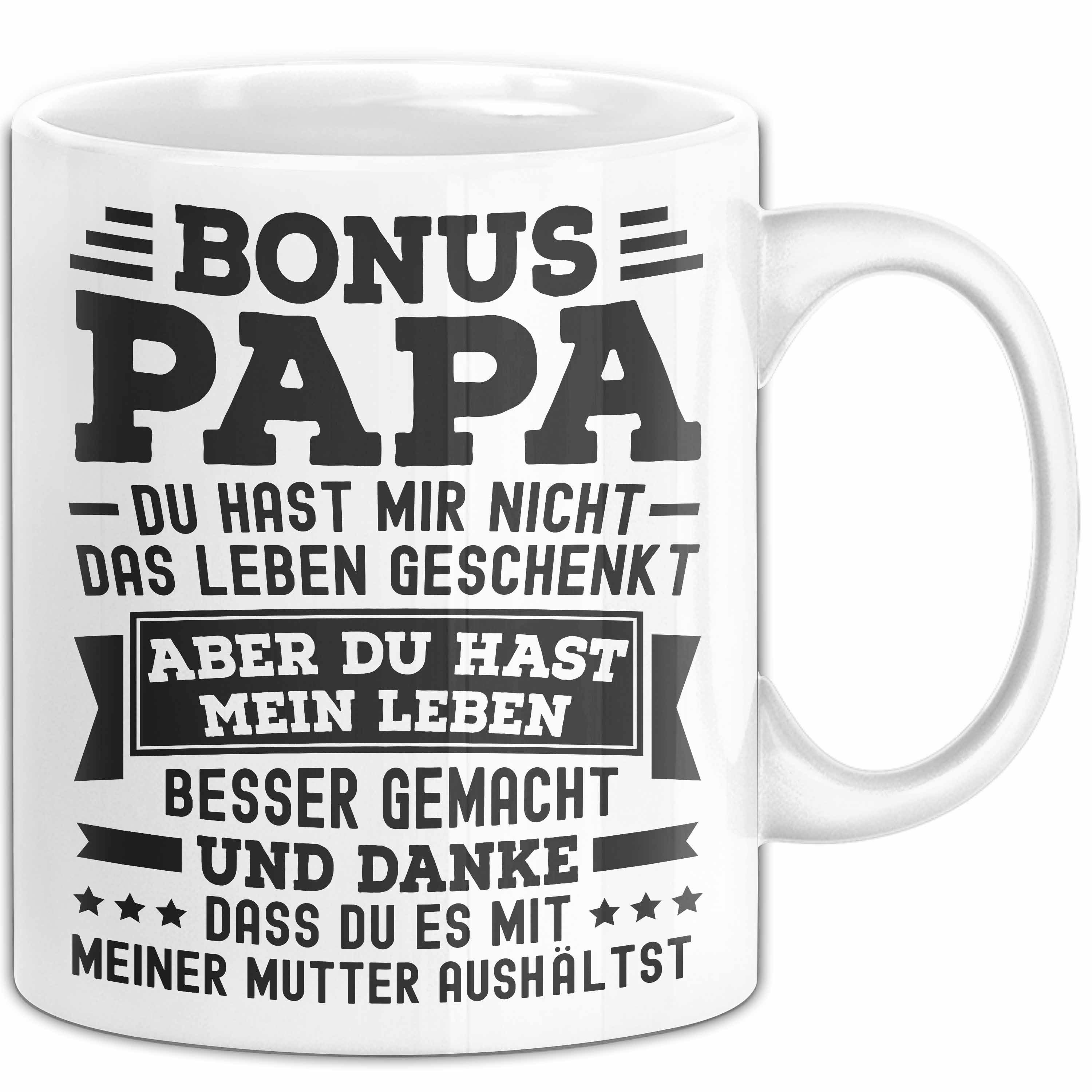 Trendation Tasse Bonus Papa Tasse Geschenk Stiefpapa Geschenkidee Für Stiefvater Du H