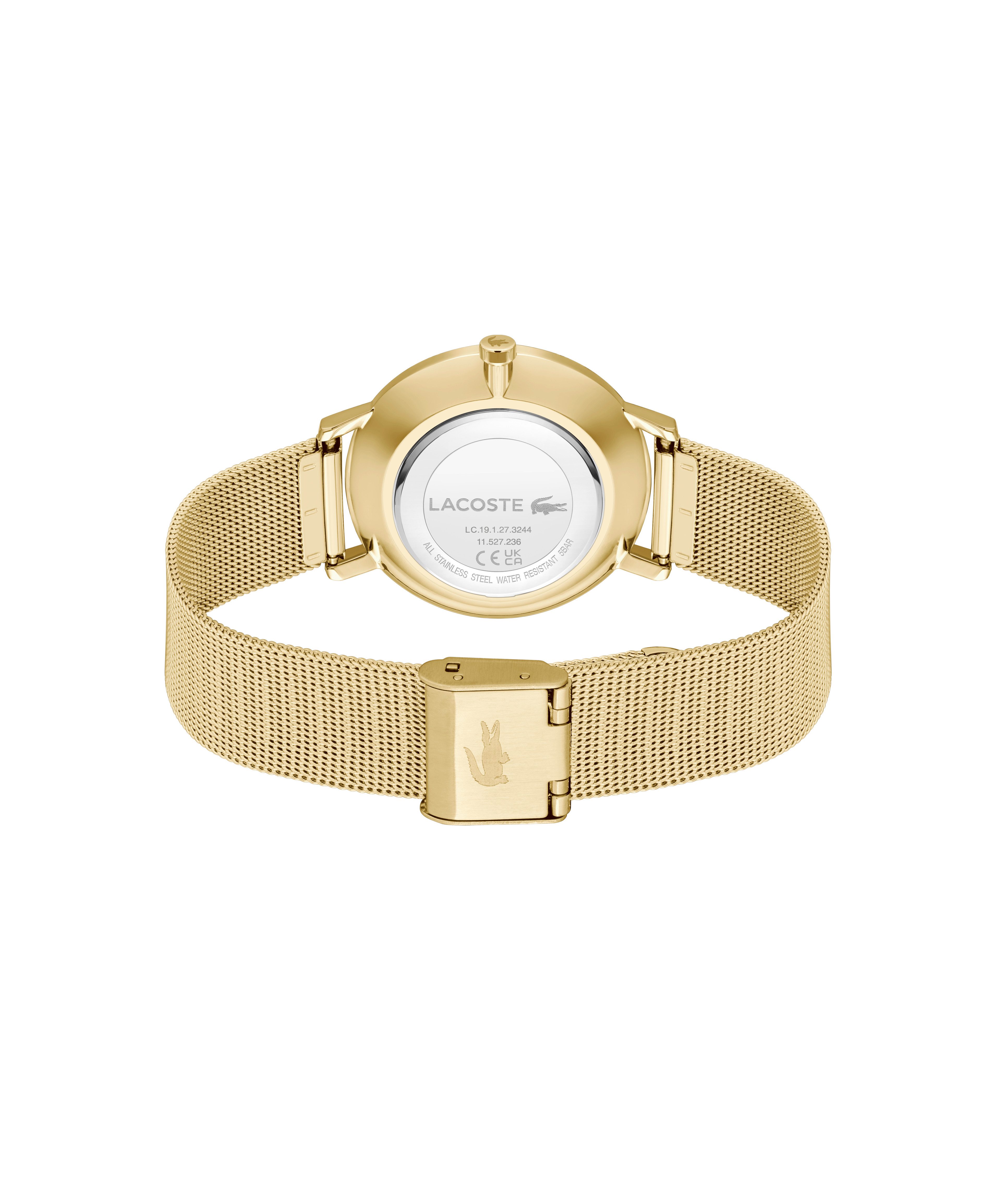 Lacoste Quarzuhr CROCORIGIN 2001475, Armbanduhr, Damenuhr, Edelstahlarmband, analog, Glassteine