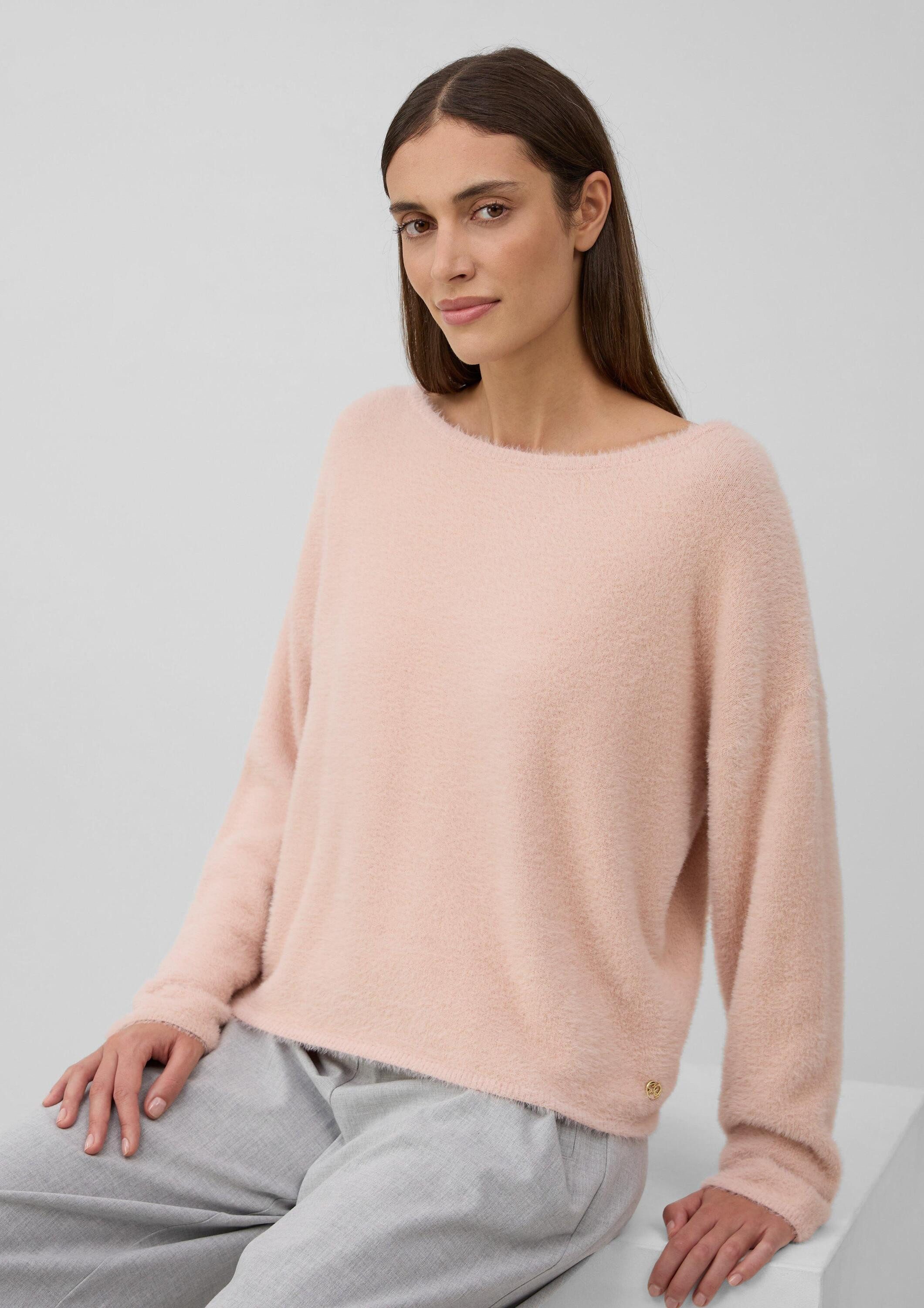 s.Oliver Longpullover Strickpullover Flauschiger Pullover mit U-Boot-Aussch günstig online kaufen