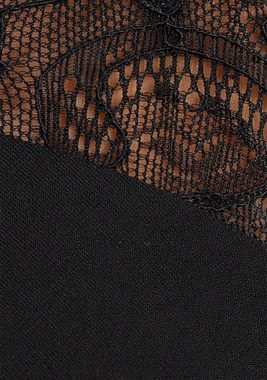 Melrose Jerseykleid mit feinen Spitzenärmeln und geknotetem Ausschnitt