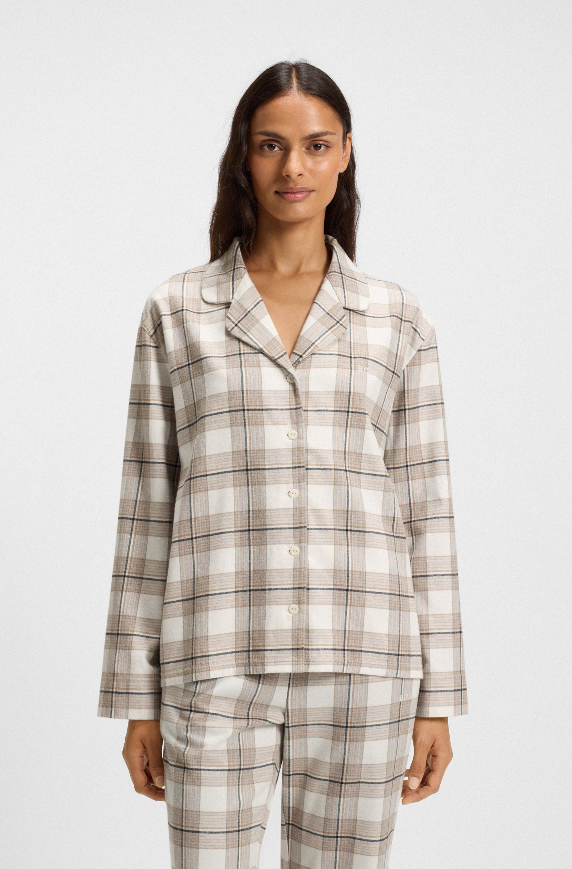 BOSS Pyjamaoberteil Holiday kariert, aus weichem Flanell, normale Passform