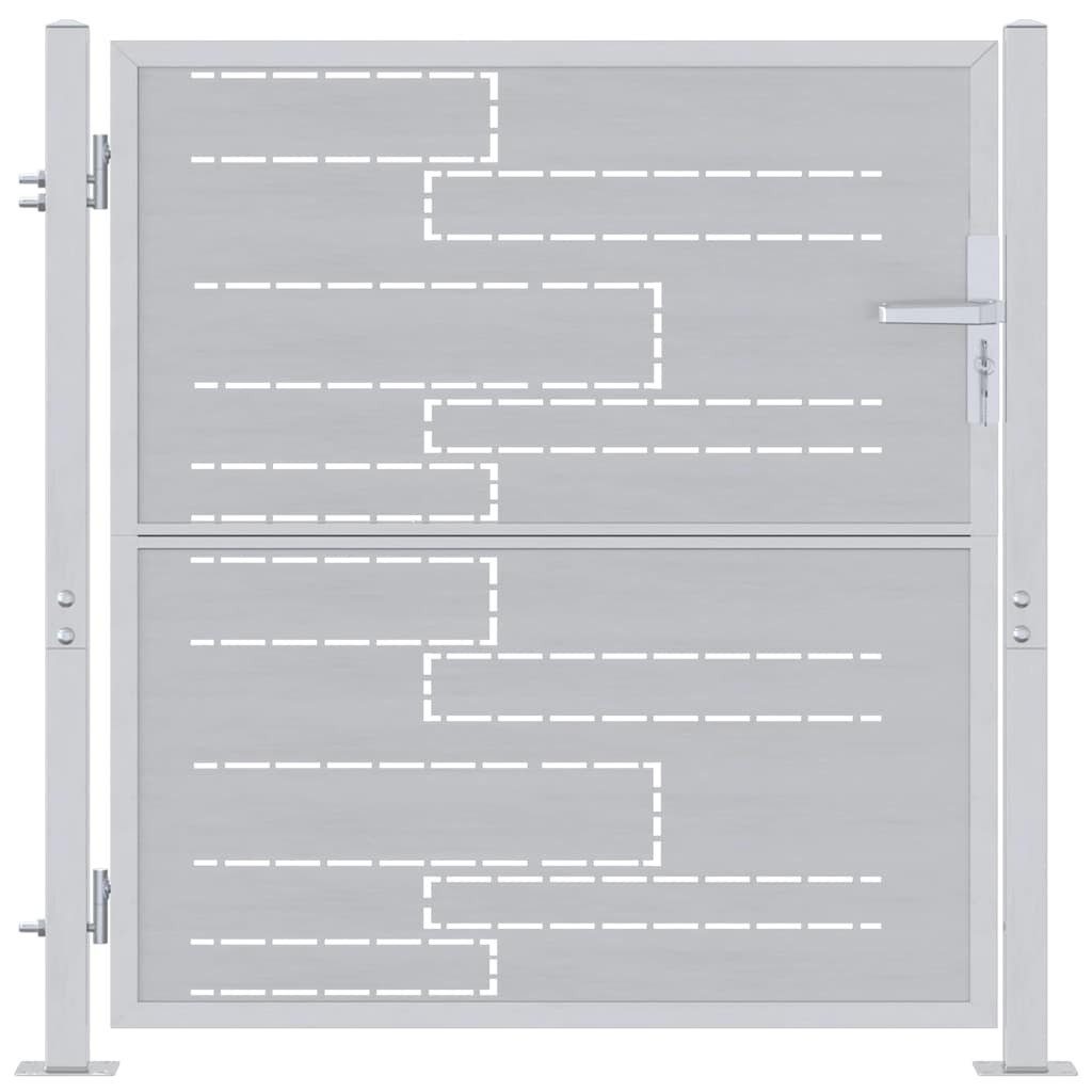 vidaXL Gartentor Gartentor mit Schloss Silber 85 x 97 cm Edelstahl