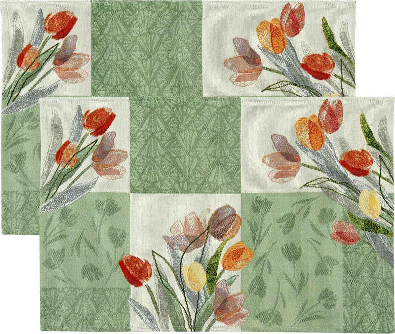 Platzset, Tischset "Tulip Patch" 2er-Pack, sander table + home, (2-St), Gobelin Blumen