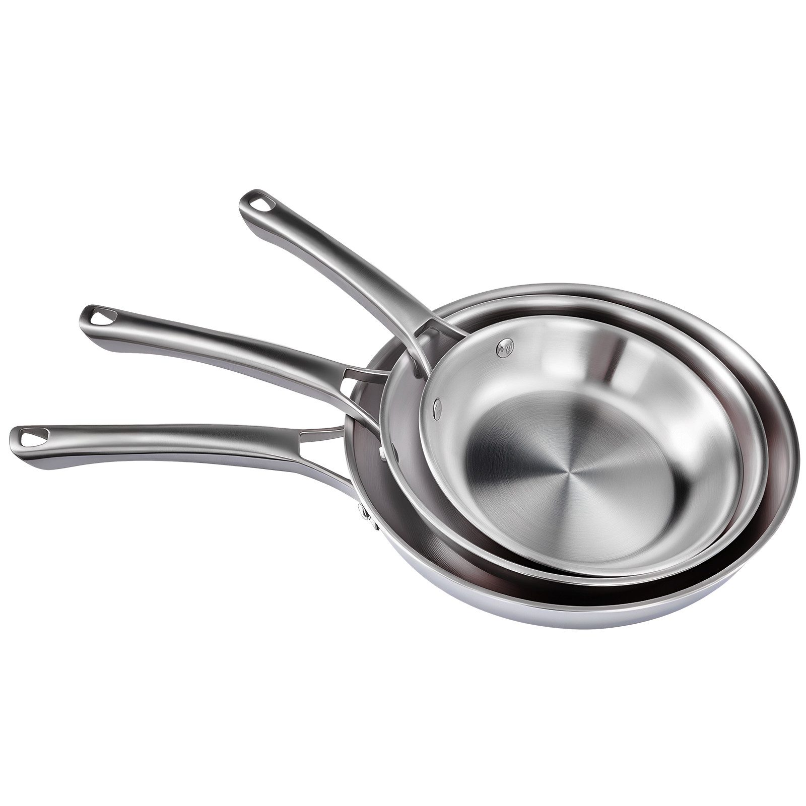 LALAHO Topf-Set Pfannenset 3-teilig 20+24+28 cm aus Edelstahl, (3-tlg)
