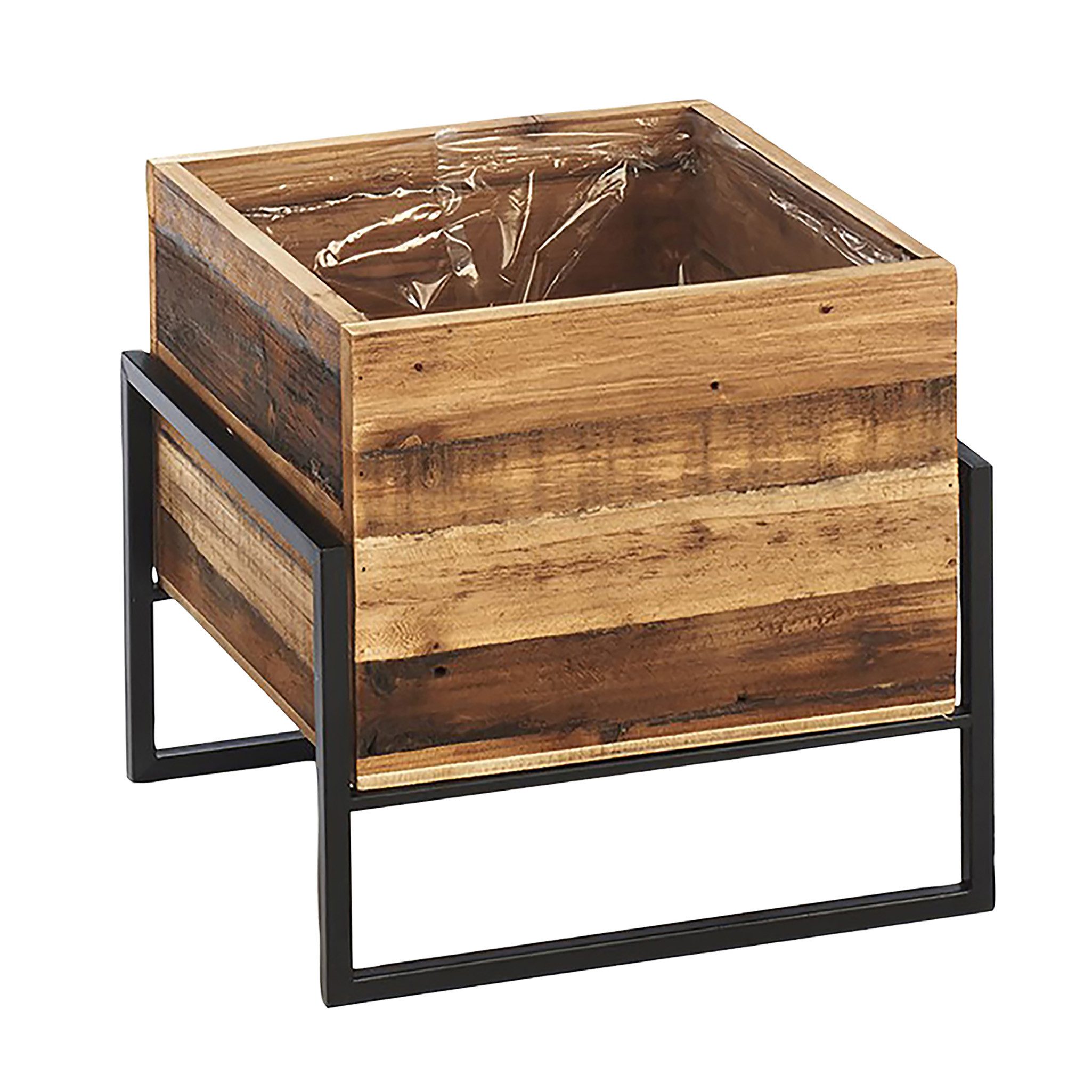 Kobolo Blumentopf Übertopf Pflanztopf - Holz und Metall schwarz Gr1 günstig online kaufen