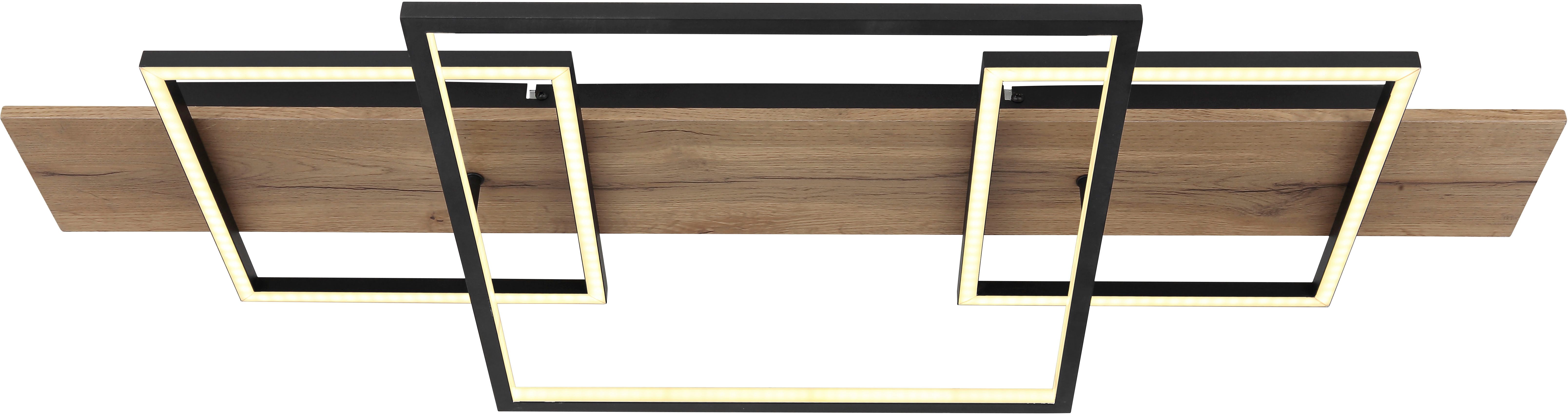 GLOBO LIGHTING Deckenleuchte VANNI, LED fest integriert, Warmweiß, Deckenleuchte Schwarz/MDF, Aluminium, Opal, Stufenschalter, LED 32W