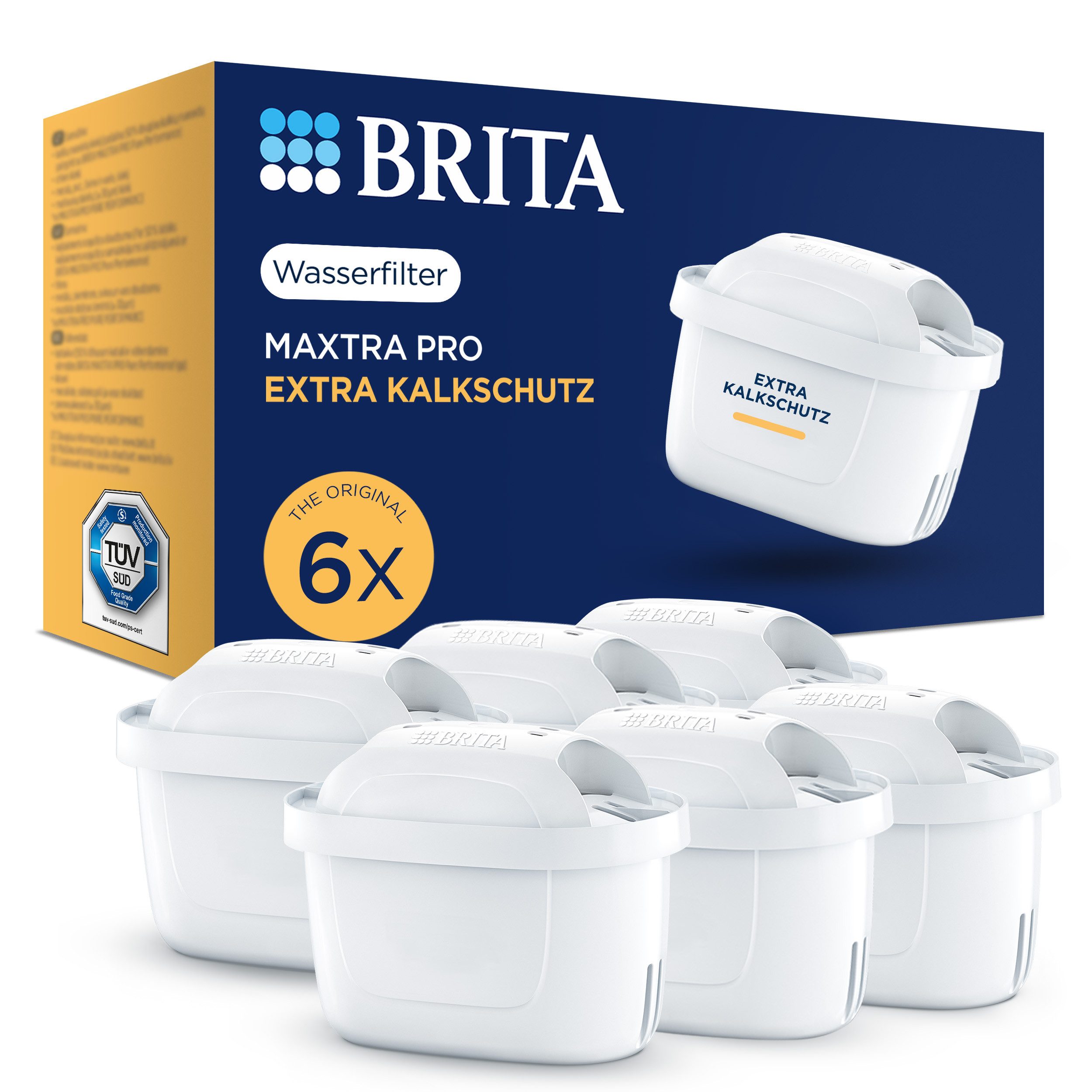 BRITA Wasserfilter Kartuschen MAXTRA PRO Extra Kalkschutz - 6er-Pack, Original Ersatz-Wasserfilter für BRITA-Kannen, Kalk-Filtration & mehr