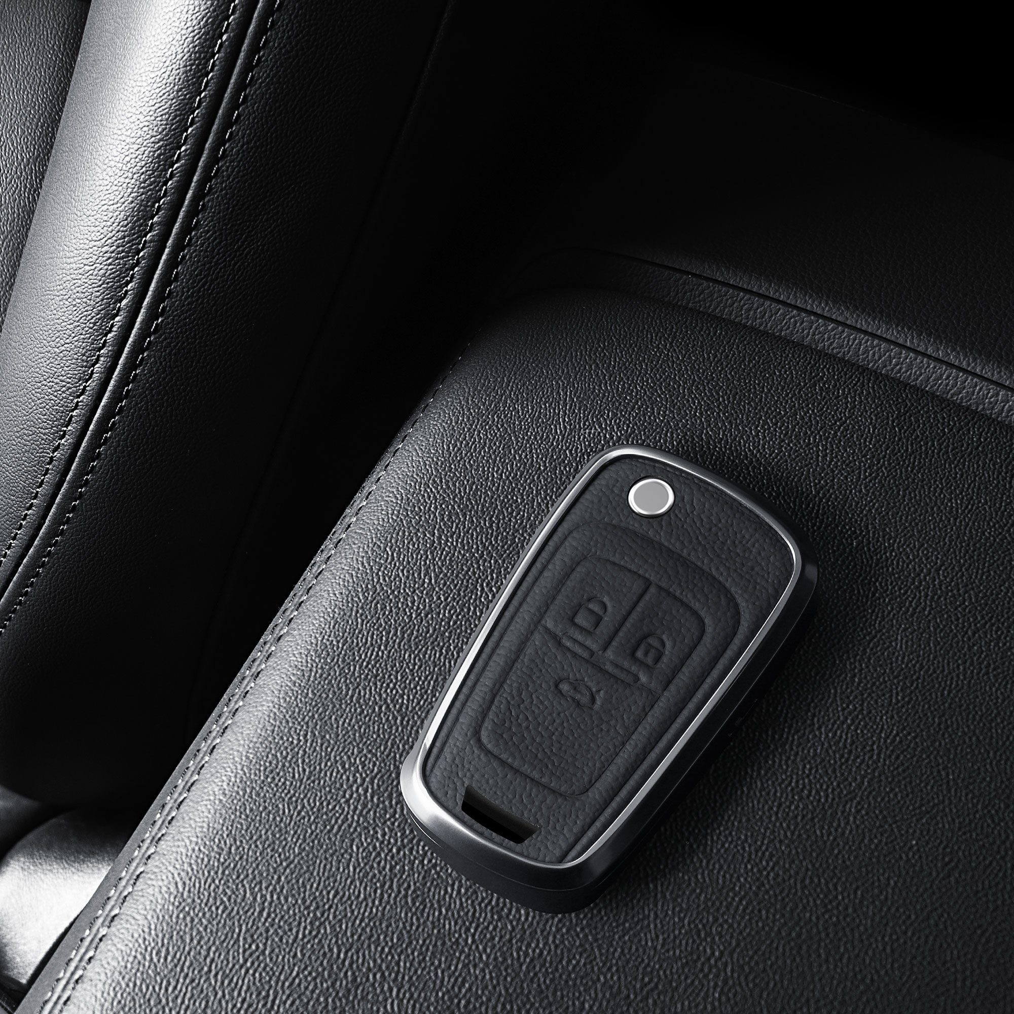 kwmobile Schlüsseltasche Autoschlüssel Hülle Front Rücken Cover Schutzhülle Opel, für Leder mit Hardcover und Metall